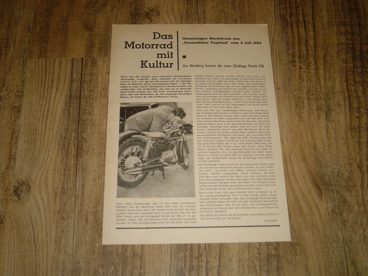 Promotional brochure D - Das Motorrad mit Kutur Elastic 250