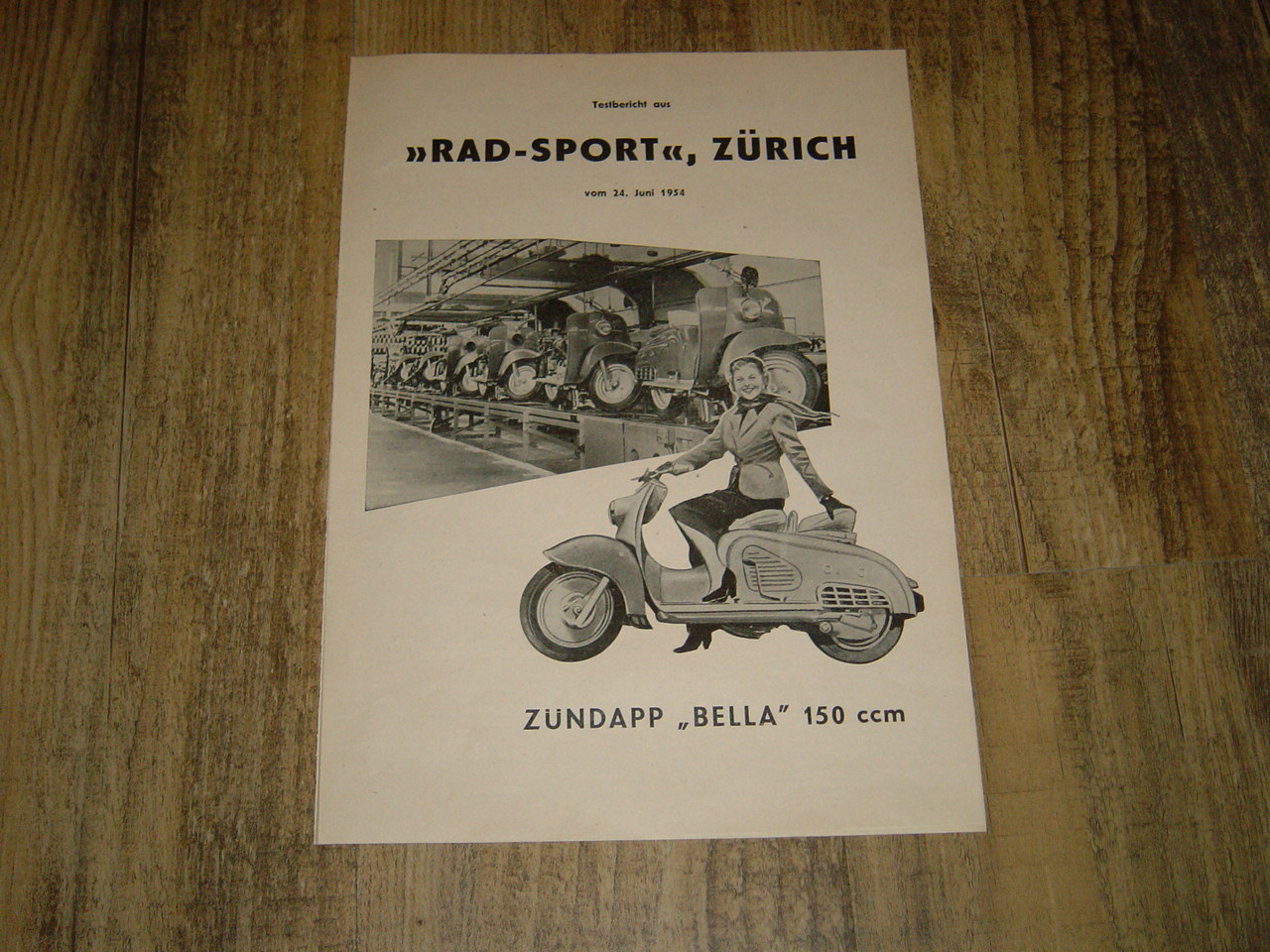 Reklame folder D - Testbericht der Zündapp Bella 150 1954