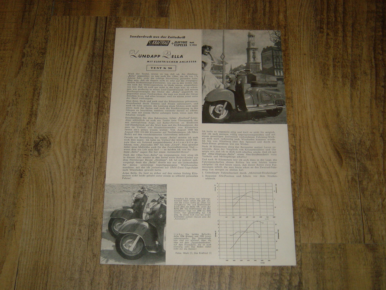 Reklame folder D - Sonderdruck Motor Express 9/1955 Bella