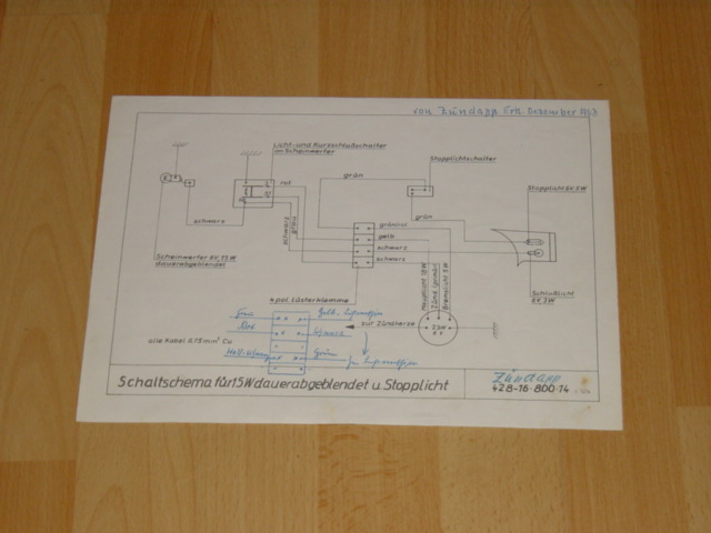 Electrisch schema 428 15W + stopplicht