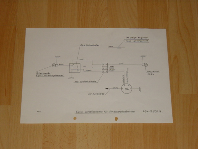 Schaltplan 434 6V/15 Watt + dauerabgeblendet