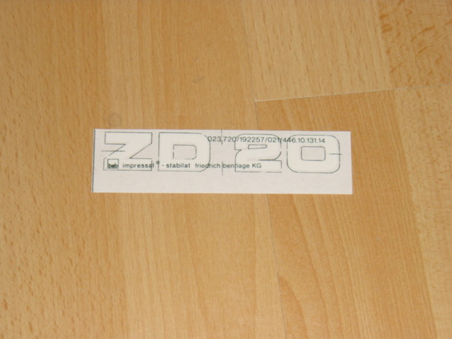 Aufkleber \" ZD20 \"