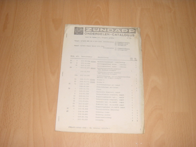 Parts Catalog NL 517 1974-03 Erganzung