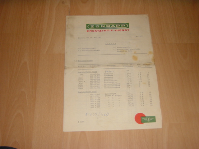 Brief Ersatzteile-Dienst 61/2