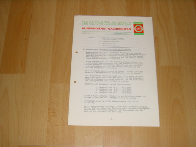 Kundendienst Nachtrichten (M) Nr. 14