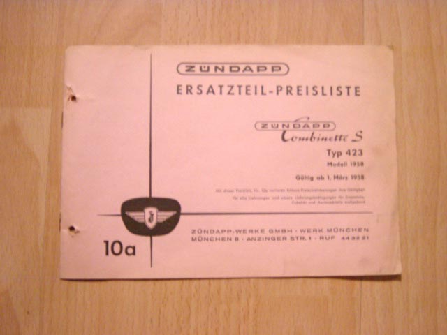 Ersatzteil Preisliste 10a