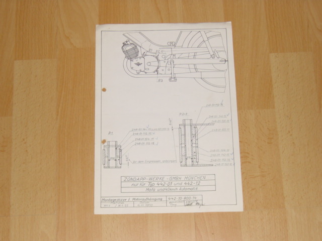 Drawing Montageskizze für motoraufhängung Typ 442-01 und 442-12