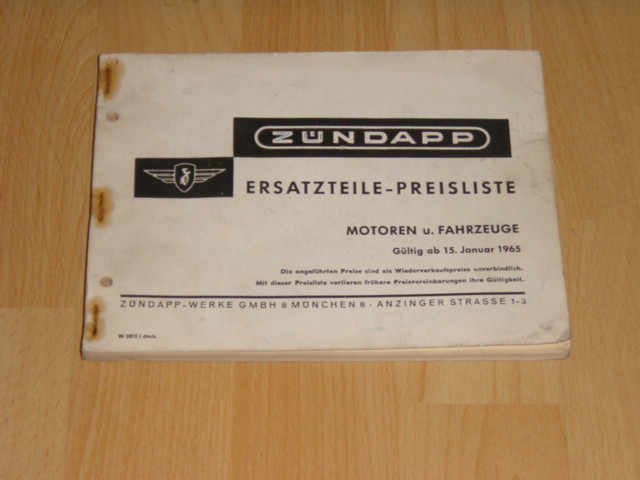 Ersatzteile-Preisliste 15-01-1965