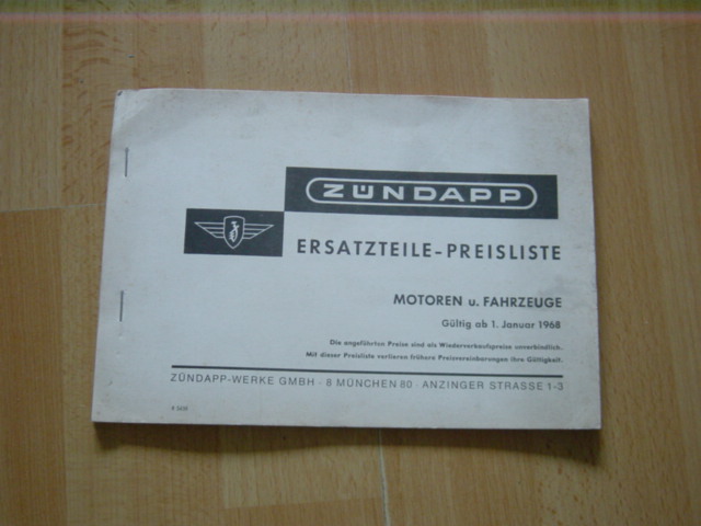 Ersatzteile-Preisliste 01-01-1968