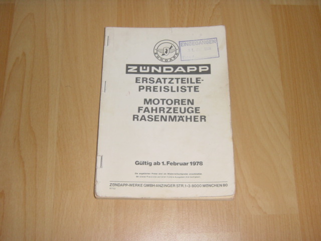 Ersatzteile-Preisliste 01-02-1978
