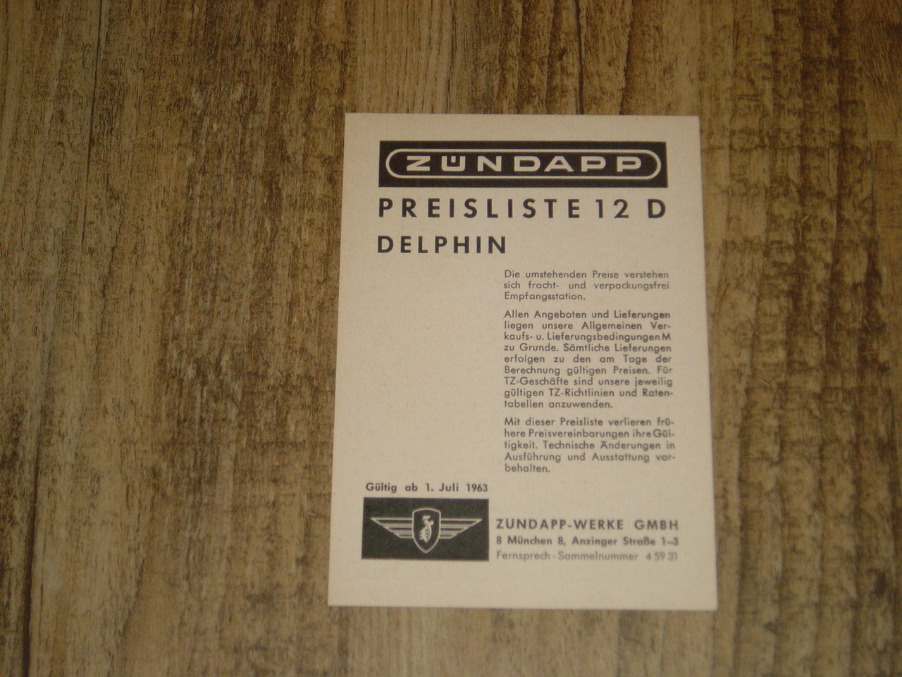Bootsmotor Preisliste 12 D Delphin