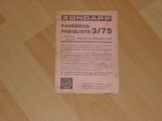 Fahrzeug Preisliste 75/3 (fur Verbraucher)