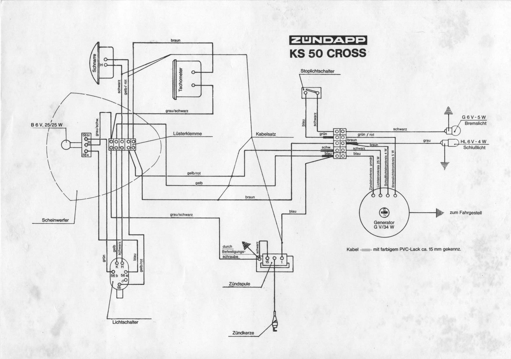 Zundapp Techniek moped wiring diagram 