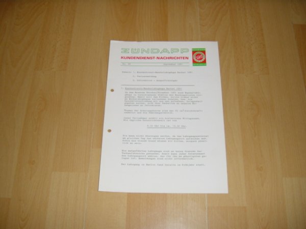 Kundendienst Nachtrichten (M) Nr. 29
