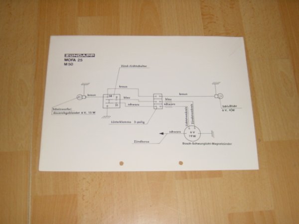 Electrisch schema 434 6V/19 Watt Mofa 25 M50