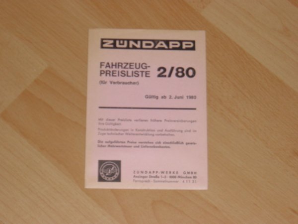 Fahrzeug Preisliste 80/2 (fur Verbraucher)