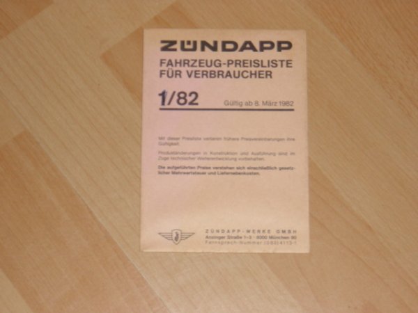 Fahrzeug Preisliste 82/1 (fur Verbraucher)