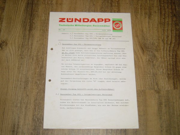 Technische Mitteilungen Rasenmäher Nr 10