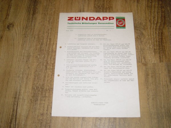Technische Mitteilungen Rasenmäher Nr 01