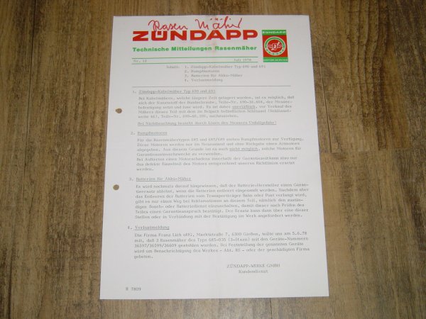 Technische Mitteilungen Rasenmäher Nr 13
