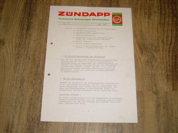 Technische Mitteilungen Rasenmäher Nr 16