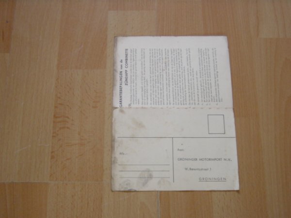 NL Garantiebewijs Groninger Motor Import Combinette