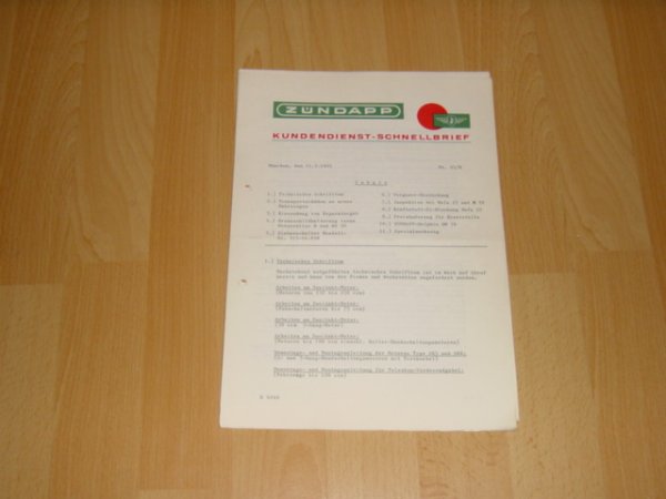 Kundendienst Schnellbrief 65/M
