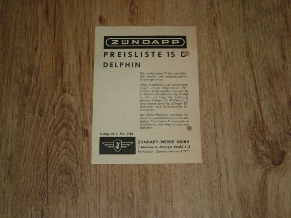Bootsmotor Preisliste 15 D Delphin