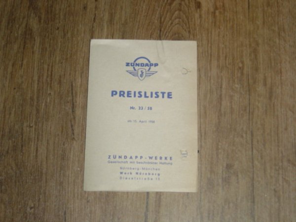 Preisliste Nr 23/58