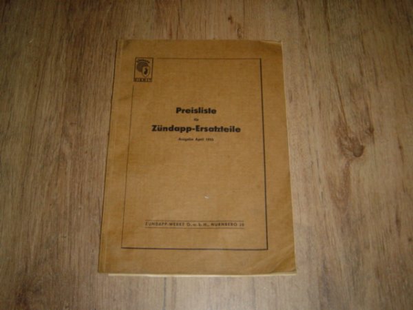 Preisliste zur Zündapp-Ersatzteile 04-1953