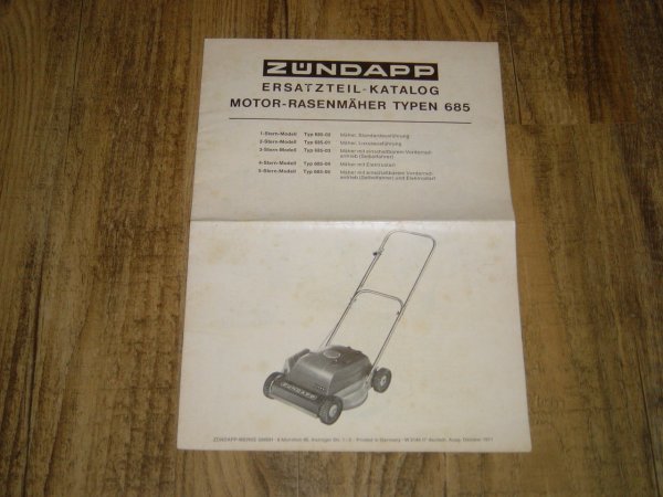 Onderdelen catalogus 685 grasmaaier 1971-10