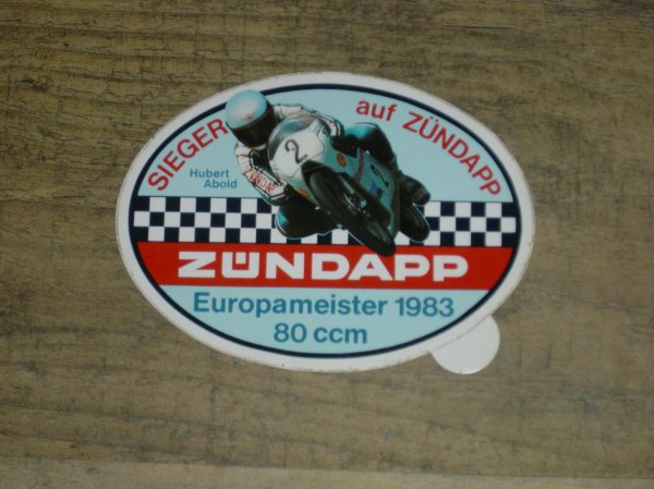Sticker " Zündapp Europameister 1983 80 ccm "
