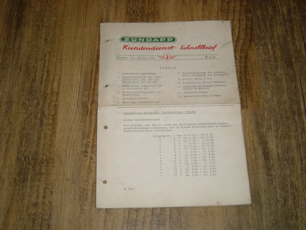 Kundendienst Schnellbrief 41/M