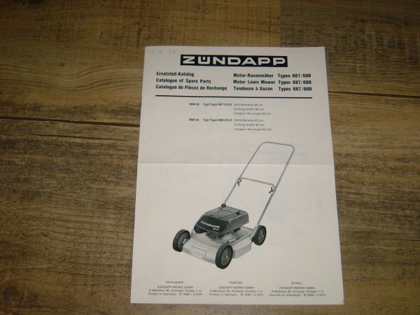 Onderdelen catalogus 687/689 grasmaaier 1974-02