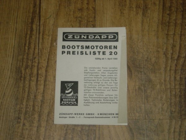 Bootsmotor Preisliste 20 Type 304