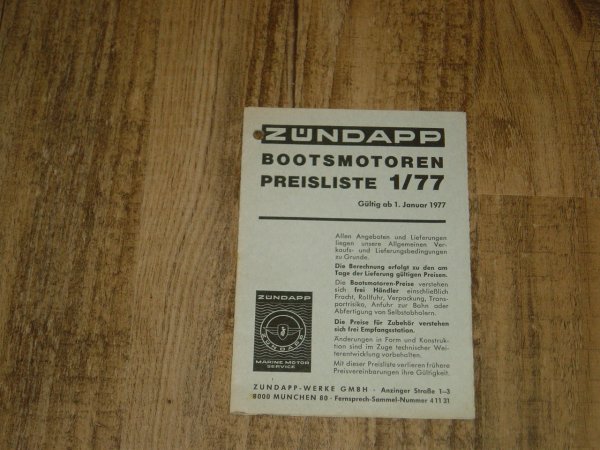 Bootsmotor Preisliste 1/77