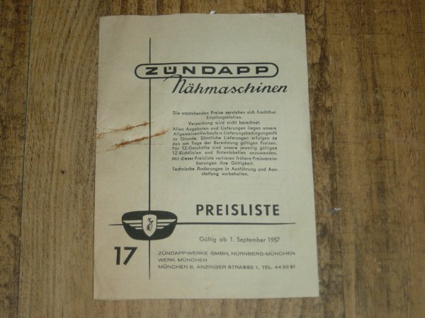 Nähmaschinen Preisliste 17