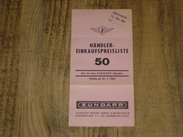 Händler Einkaufspreisliste 50 30-04-1968