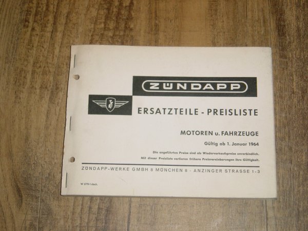 Ersatzteile-Preisliste 01-01-1964