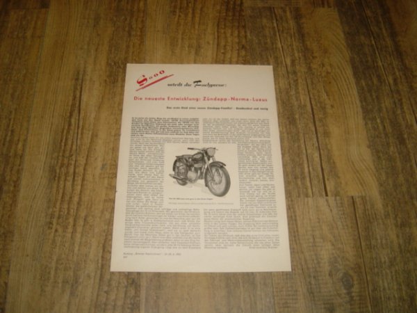 Reklame folder D - Die neueste Entwicklung Zündapp - Norma Luxus