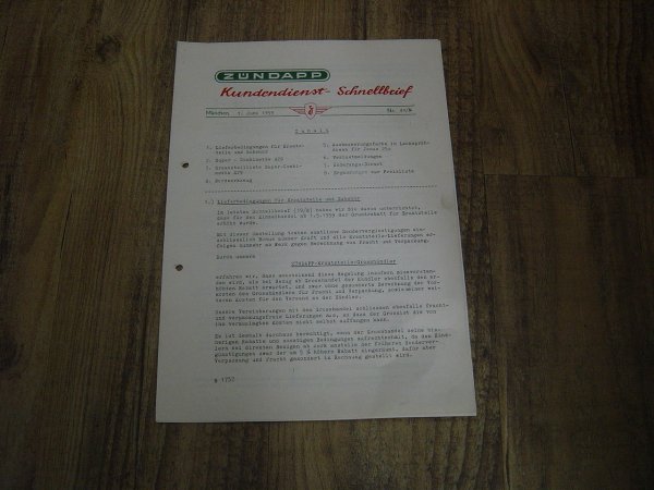 Kundendienst Schnellbrief 40/M