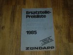 Ersatzteile-Preisliste M-F-R 01-01-1985