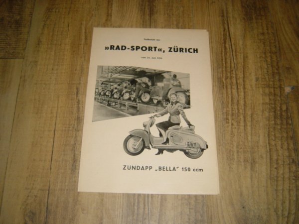 Reklame folder D - Testbericht der Zündapp Bella 150 1954