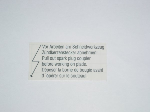 Sticker Grasmaaier " Vor arbeiten am Schneidwerkzeug "