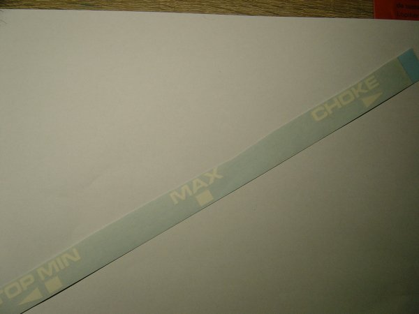 Sticker Grasmaaier " STOP-MIN-MAX-CHOKE "