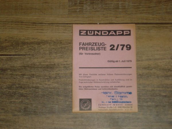 Fahrzeug Preisliste 79/2 (fur Verbraucher)