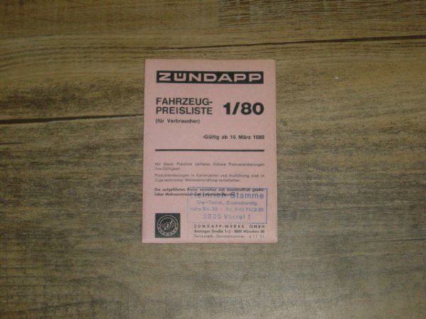 Fahrzeug Preisliste 80/1 (fur Verbraucher)