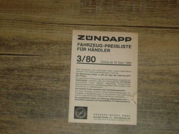 Fahrzeug Preisliste 80/3 (fur Händler)