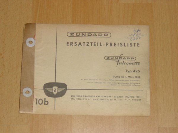 Ersatzteil Preisliste 10b