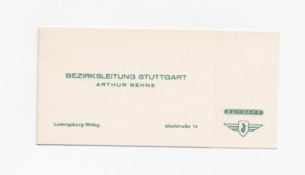 Visitekaartje " Bezirksleitung Stuttgart"